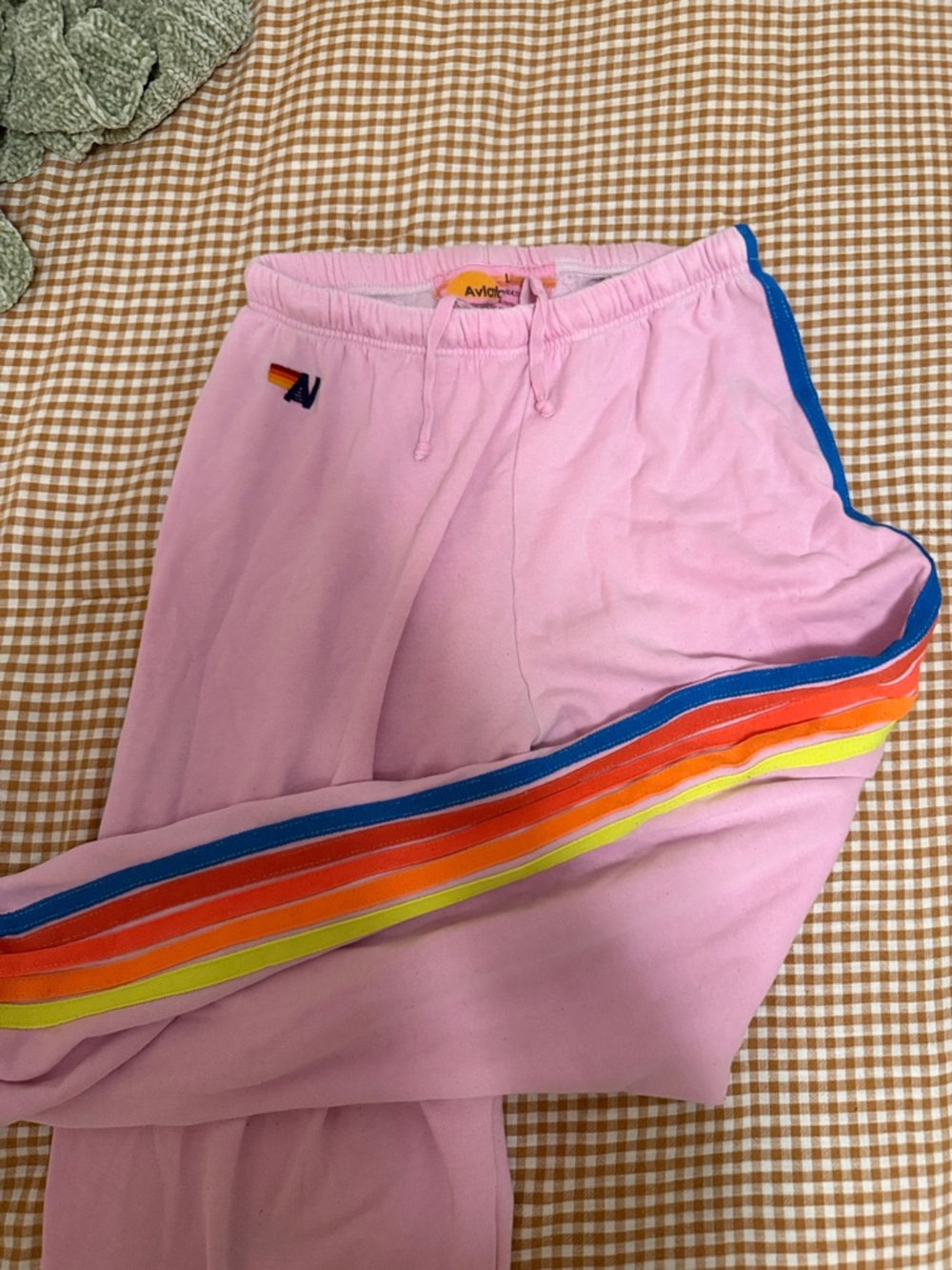 Aviator Nation Pink Sweatpants with Multicolor Side Stripes
